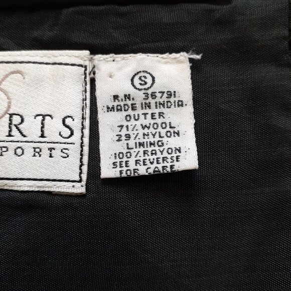 Vintage Passports for Pier 1 Imports Wool-Blend Wrap Mini Skirt Black Size S - Picture 4 of 10